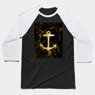 preppy minimalist coastal sailing black marble nautical anchor Baseball T-Shirt